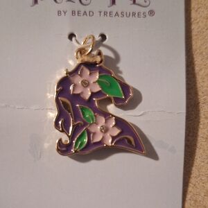 Purple Floral Horse Pendant